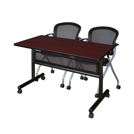 Kobe Rectangle FlipTop Table, 48" W, 29" H, Laminate Top, Mahogany MKFTM4824MH23BK